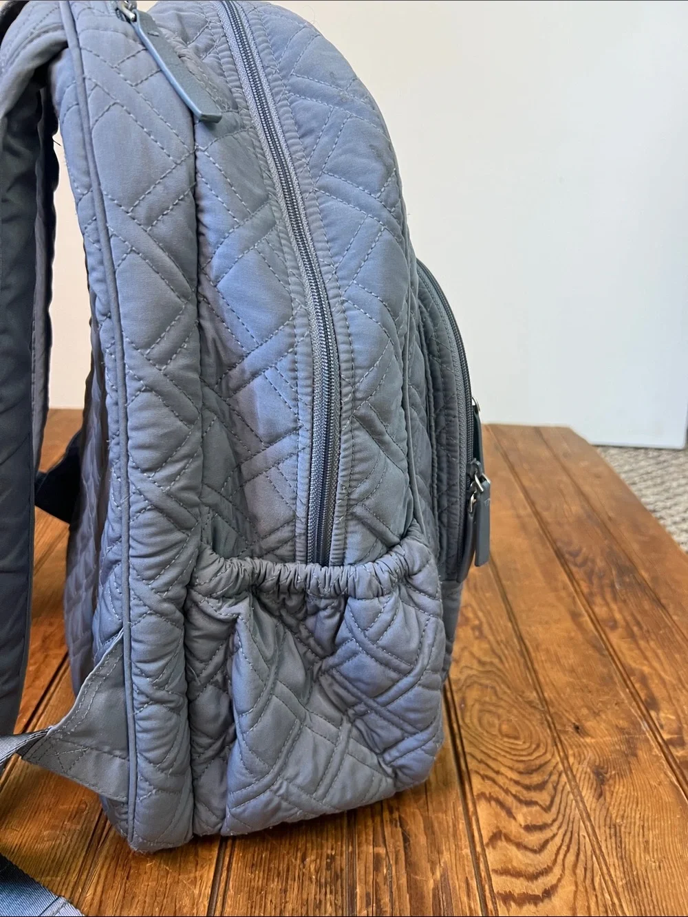 Vera Bradley Quilted Gray Backpack - Microfiber large Everyday Travel Pack
